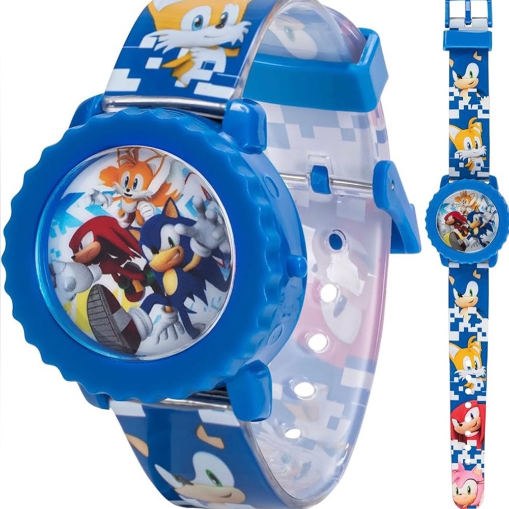 Accutime Sega Sonic The Hedgehog Quartz LCD Display Watch Dial LED Lights Blue